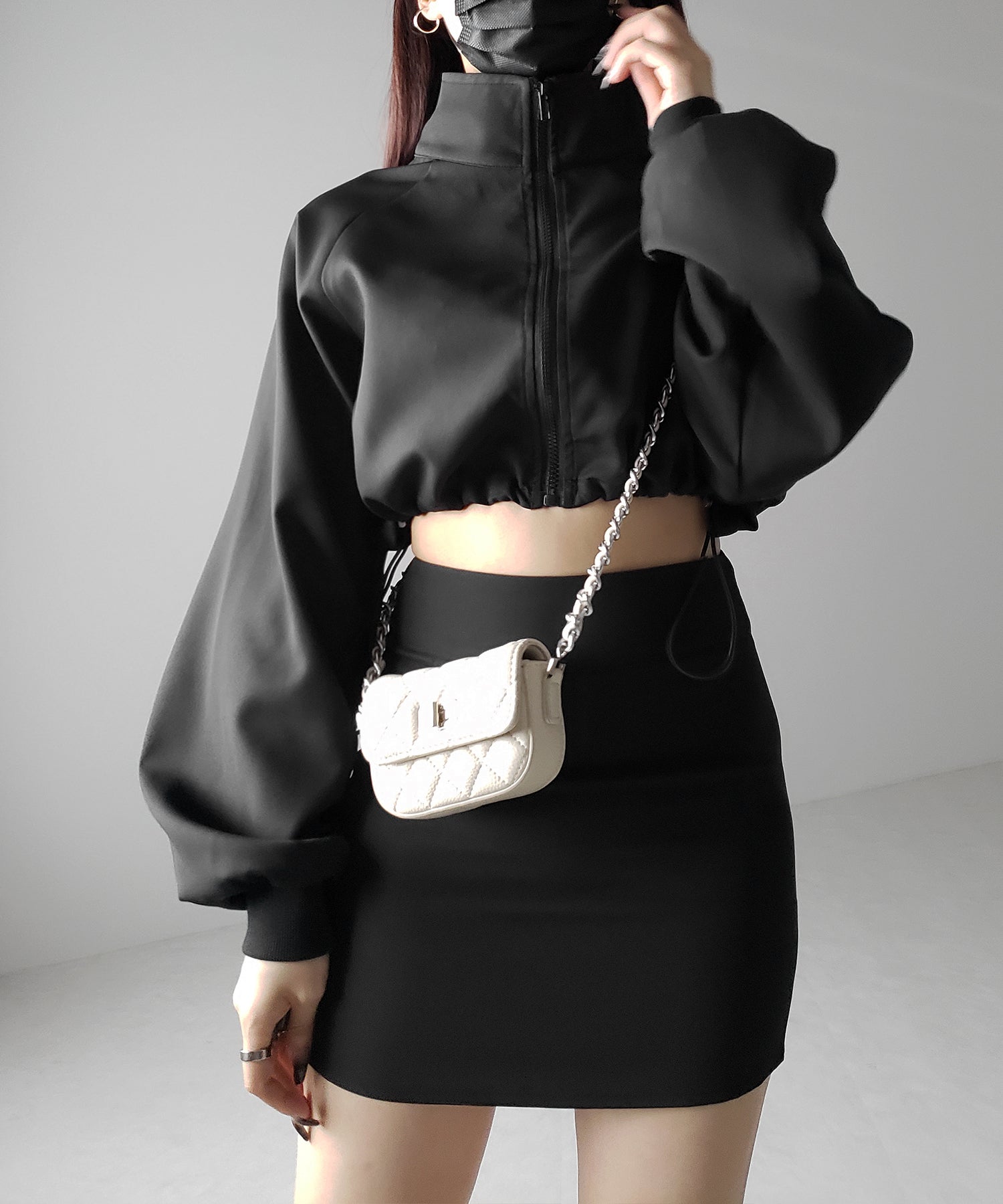 【 セットアップ着用可能 】サイドラインハイウエストミニスカート / sideline high waist mini skirt