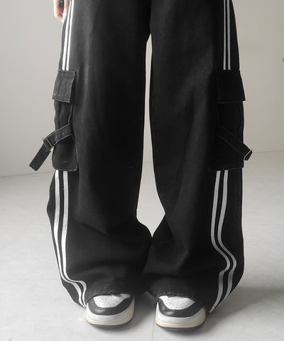 サイドラインストレートカーゴデニムパンツ / sideline straight cargo denim pants