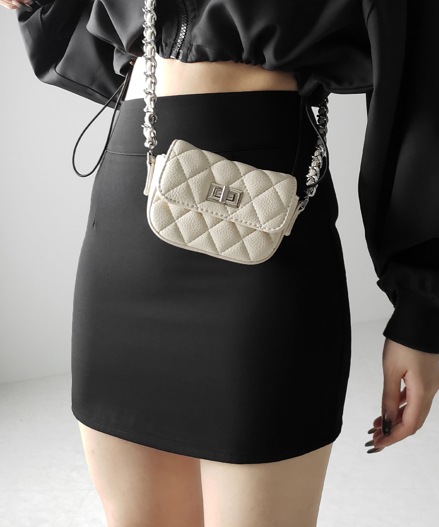 【 セットアップ着用可能 】サイドラインハイウエストミニスカート / sideline high waist mini skirt