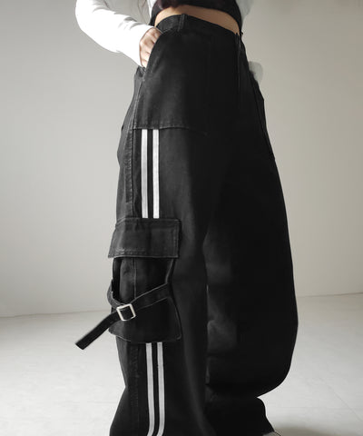 サイドラインストレートカーゴデニムパンツ / sideline straight cargo denim pants