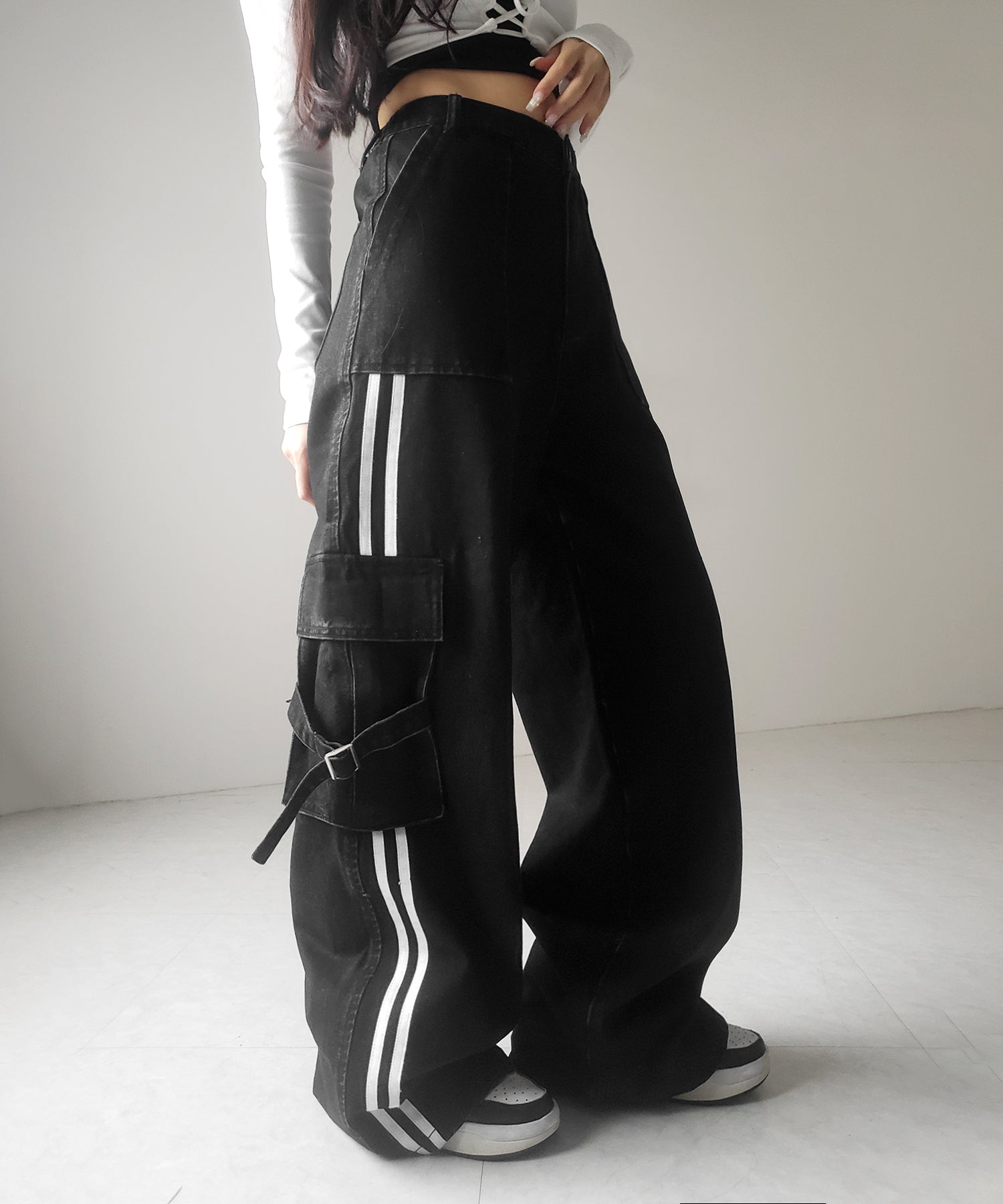 サイドラインストレートカーゴデニムパンツ / sideline straight cargo denim pants