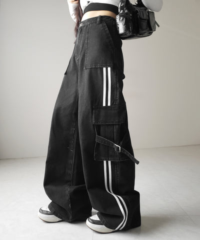 サイドラインストレートカーゴデニムパンツ / sideline straight cargo denim pants