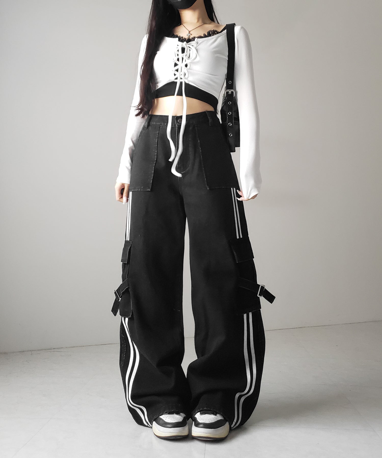 サイドラインストレートカーゴデニムパンツ / sideline straight cargo denim pants