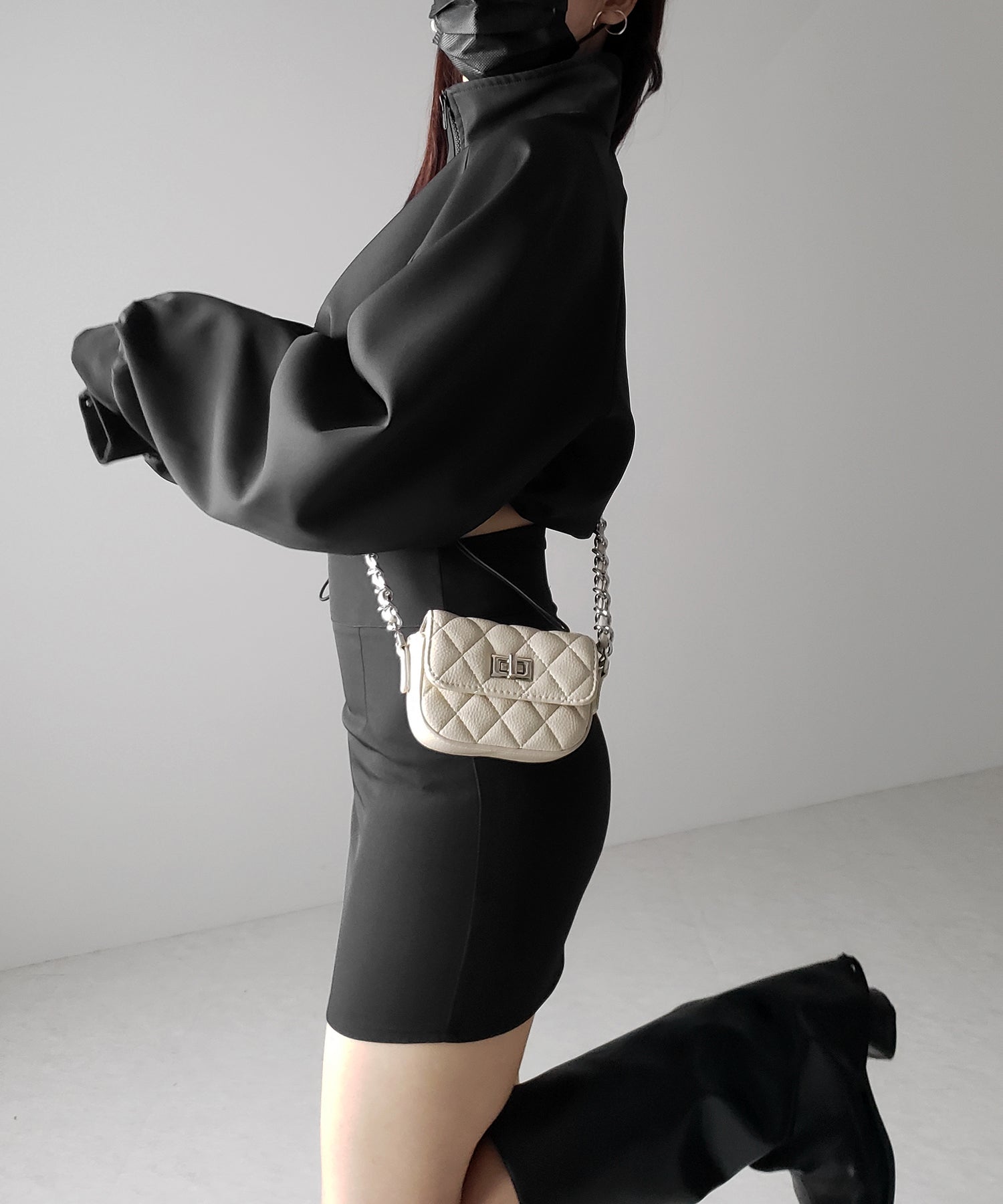 【 セットアップ着用可能 】サイドラインハイウエストミニスカート / sideline high waist mini skirt