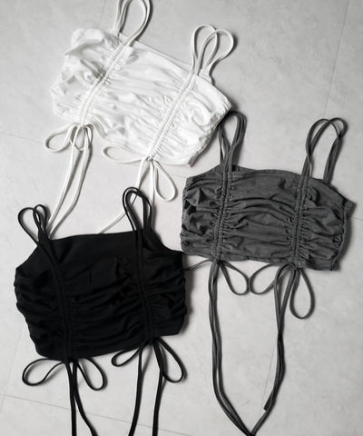 3WAYクロスストラップリボンシャーリングショートキャミソール / 3WAY cross strap ribbon shirring short camisole