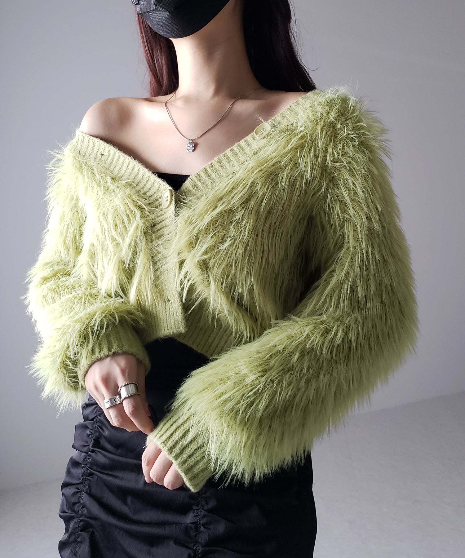 ファームードシャギーニットカーディガン