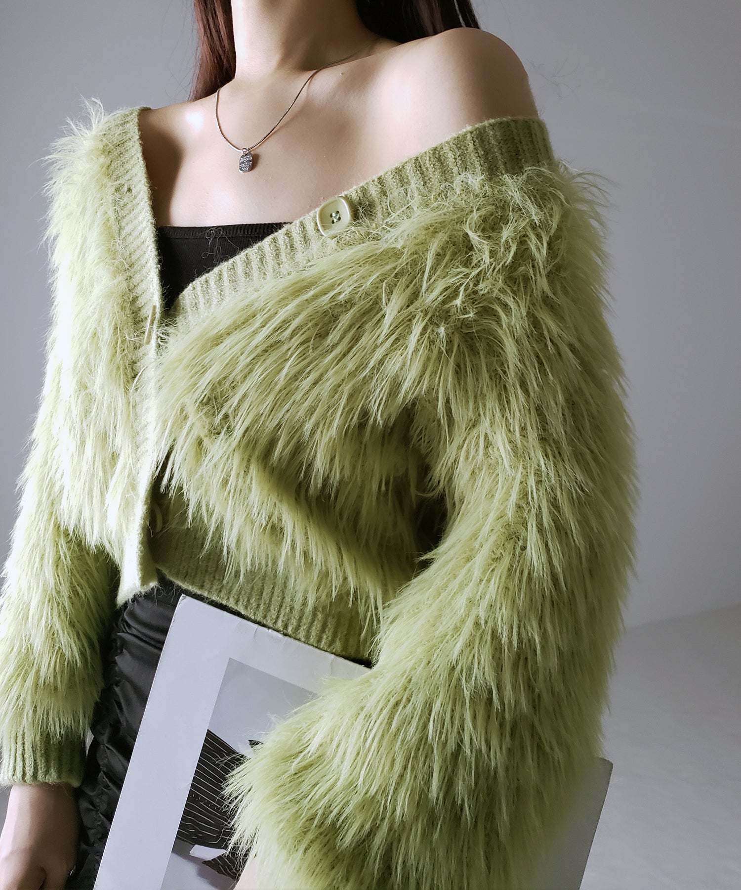 ファームードシャギーニットカーディガン