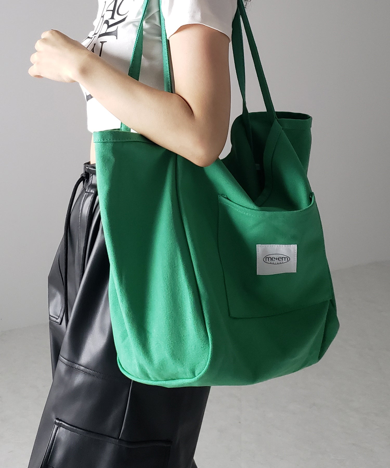 【 7color /大容量 】ミームセレクトオリジナルタグキャンバスカラートートバッグ / me+em select original tag canvas color totebag