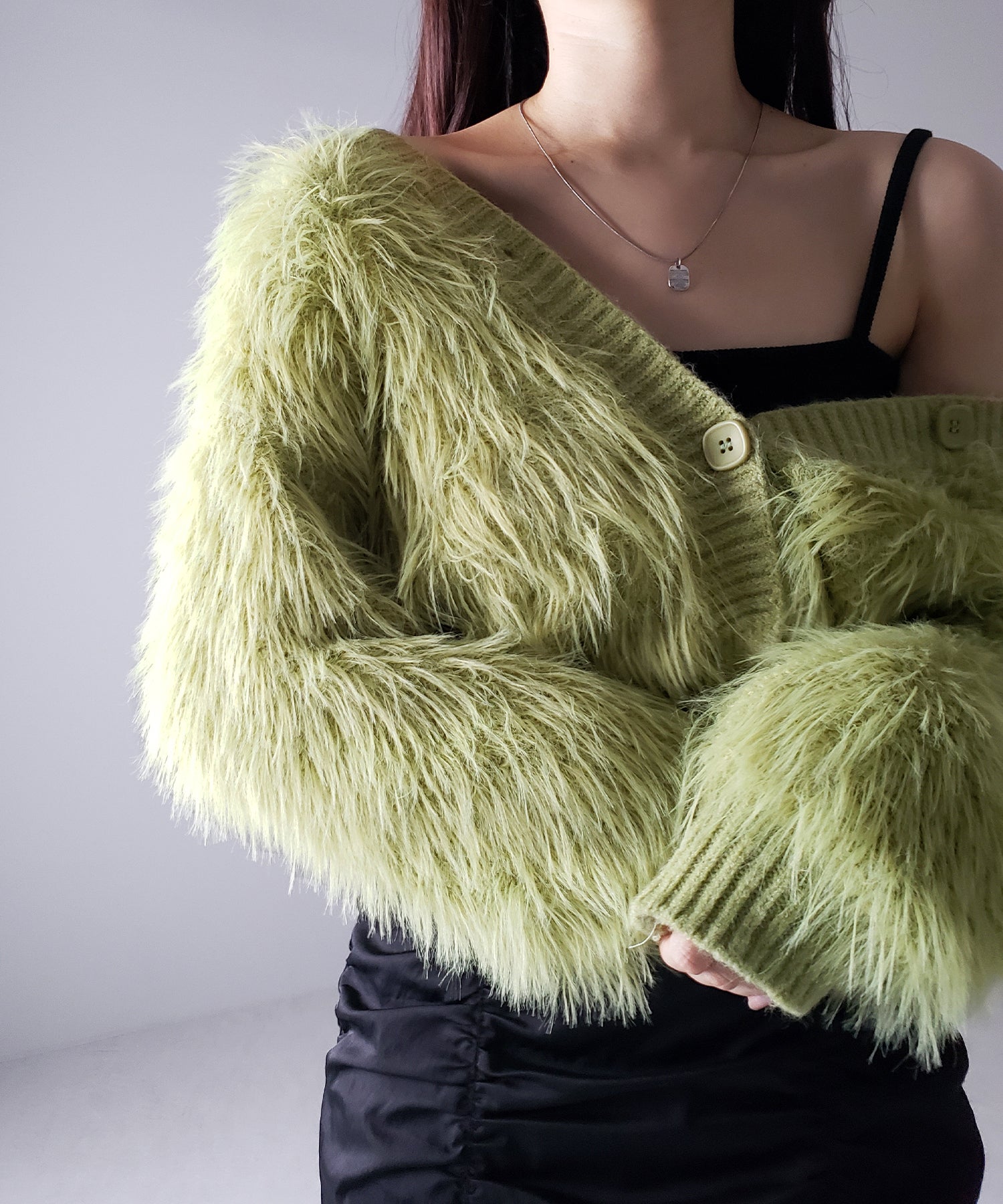 ファームードシャギーニットカーディガン