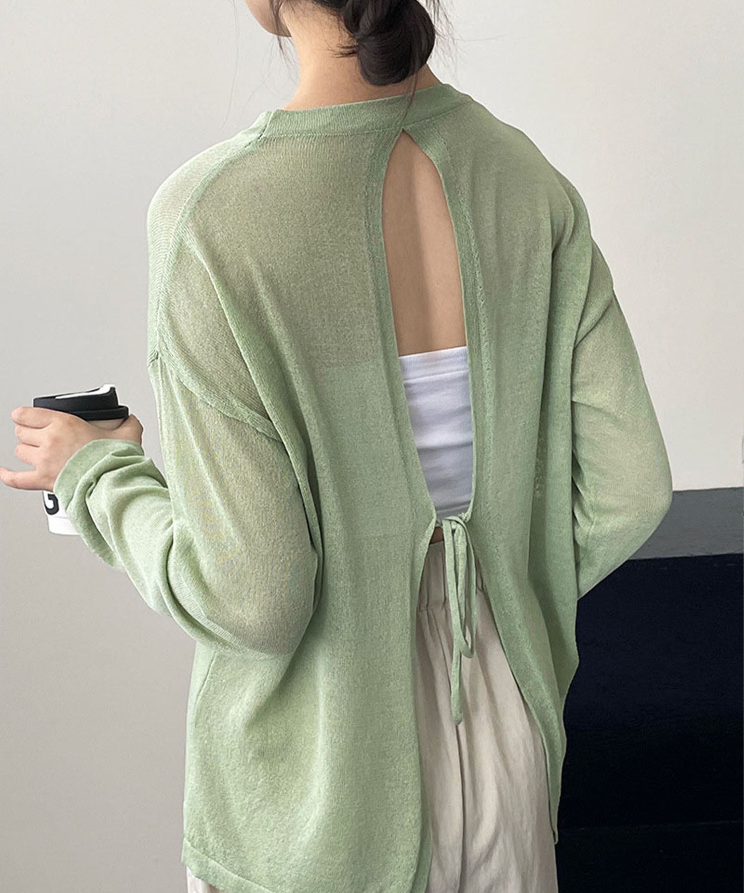 【 選べる7color 】ニュアンスカラーバックスリットオーバーシアーニット / nuance color back slit over sheer knit