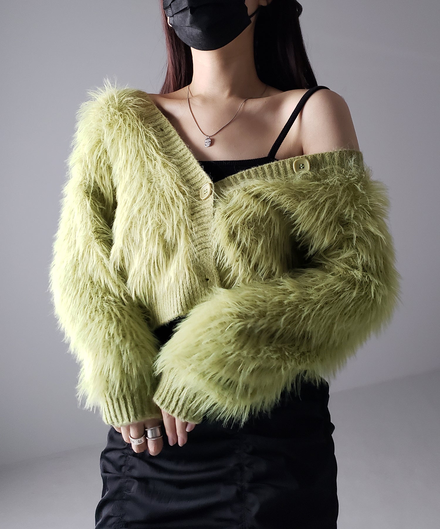 ファームードシャギーニットカーディガン