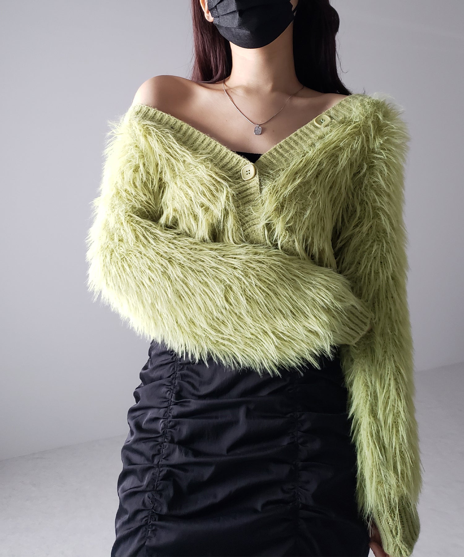 ファームードシャギーニットカーディガン