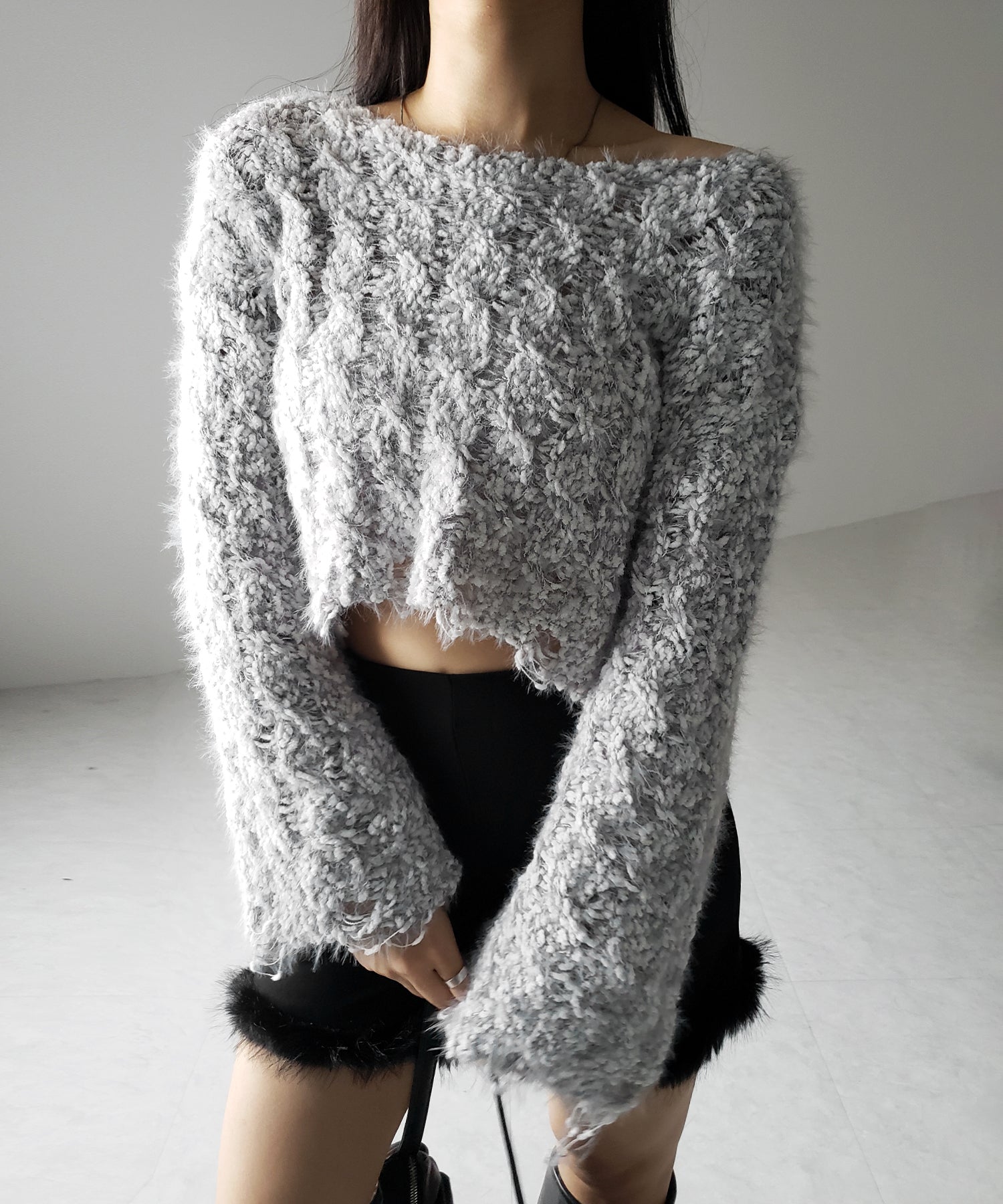 マシュマロダメージショートニット / marshmallow damage short knit
