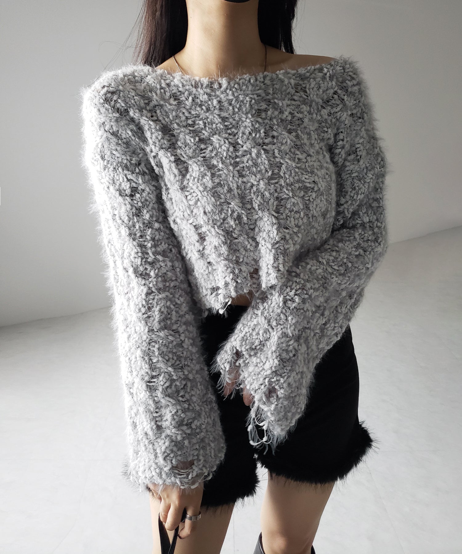 マシュマロダメージショートニット / marshmallow damage short knit