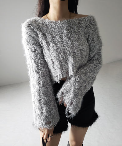 マシュマロダメージショートニット / marshmallow damage short knit