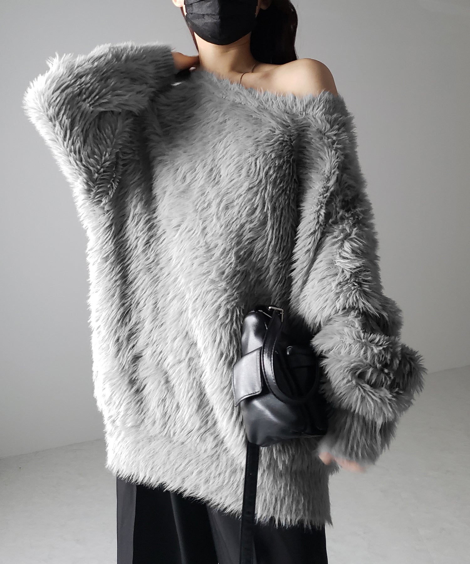 【 4color 】ビッグシルエットロングシャギールーズニット / big silhouette long shaggy loose knit