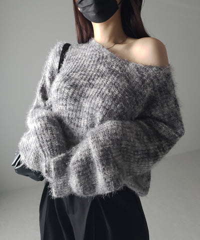 フラッフィーメランジルーズシャギーニット【韓国製】