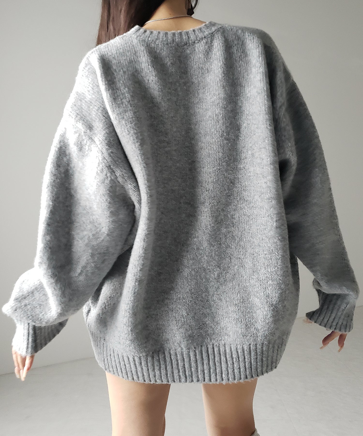 【 ニットセットアップ 】フラッフィーオーバーサイズニット + ニットショートパンツ SET / fluffy over size knit + knit short pants SET