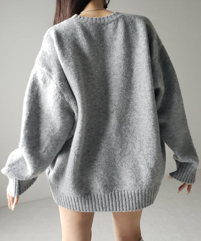 【 ニットセットアップ 】フラッフィーオーバーサイズニット + ニットショートパンツ SET / fluffy over size knit + knit short pants SET