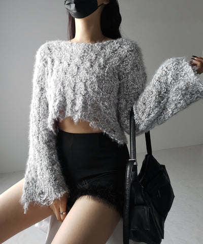 マシュマロダメージショートニット / marshmallow damage short knit
