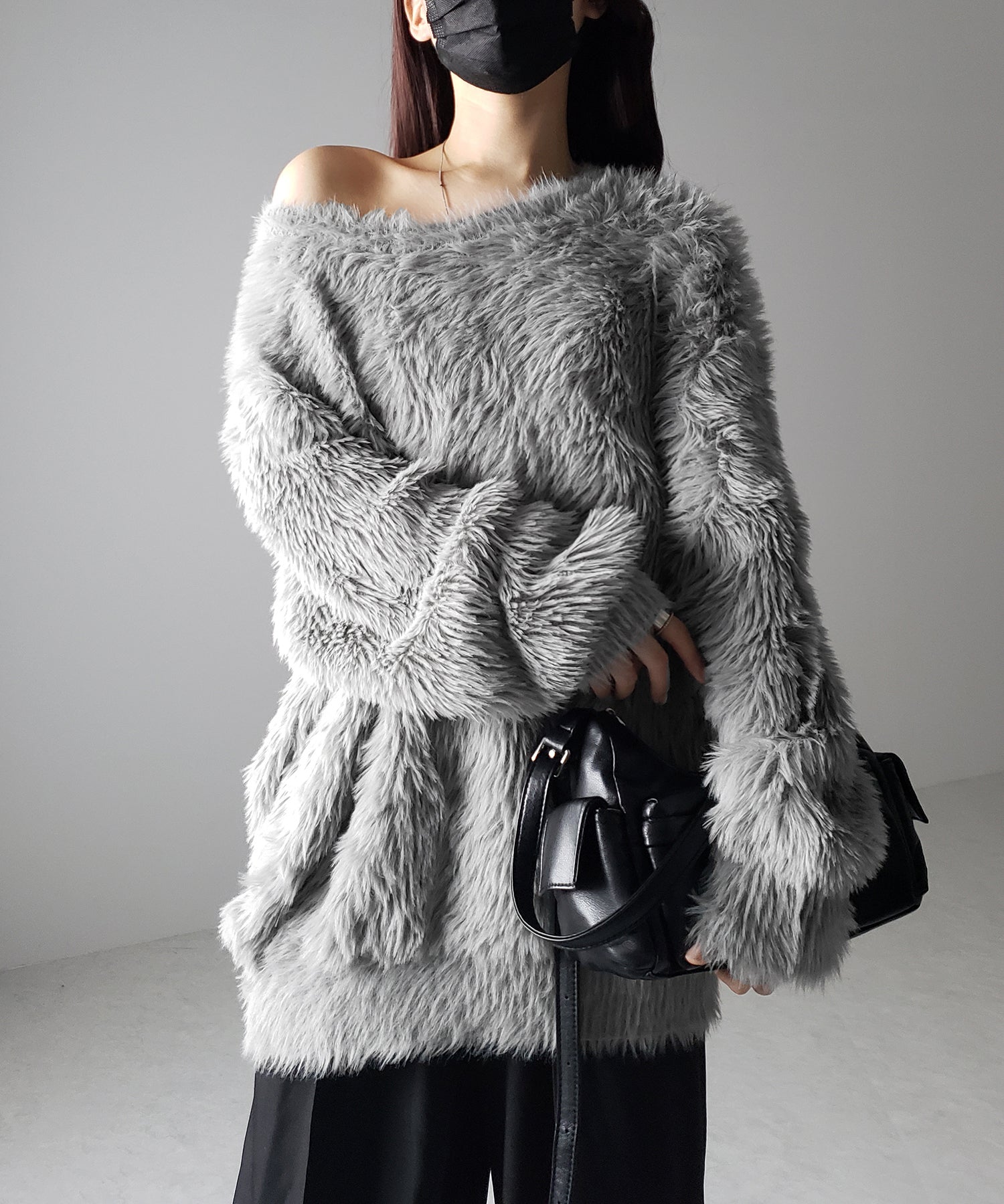 【 4color 】ビッグシルエットロングシャギールーズニット / big silhouette long shaggy loose knit