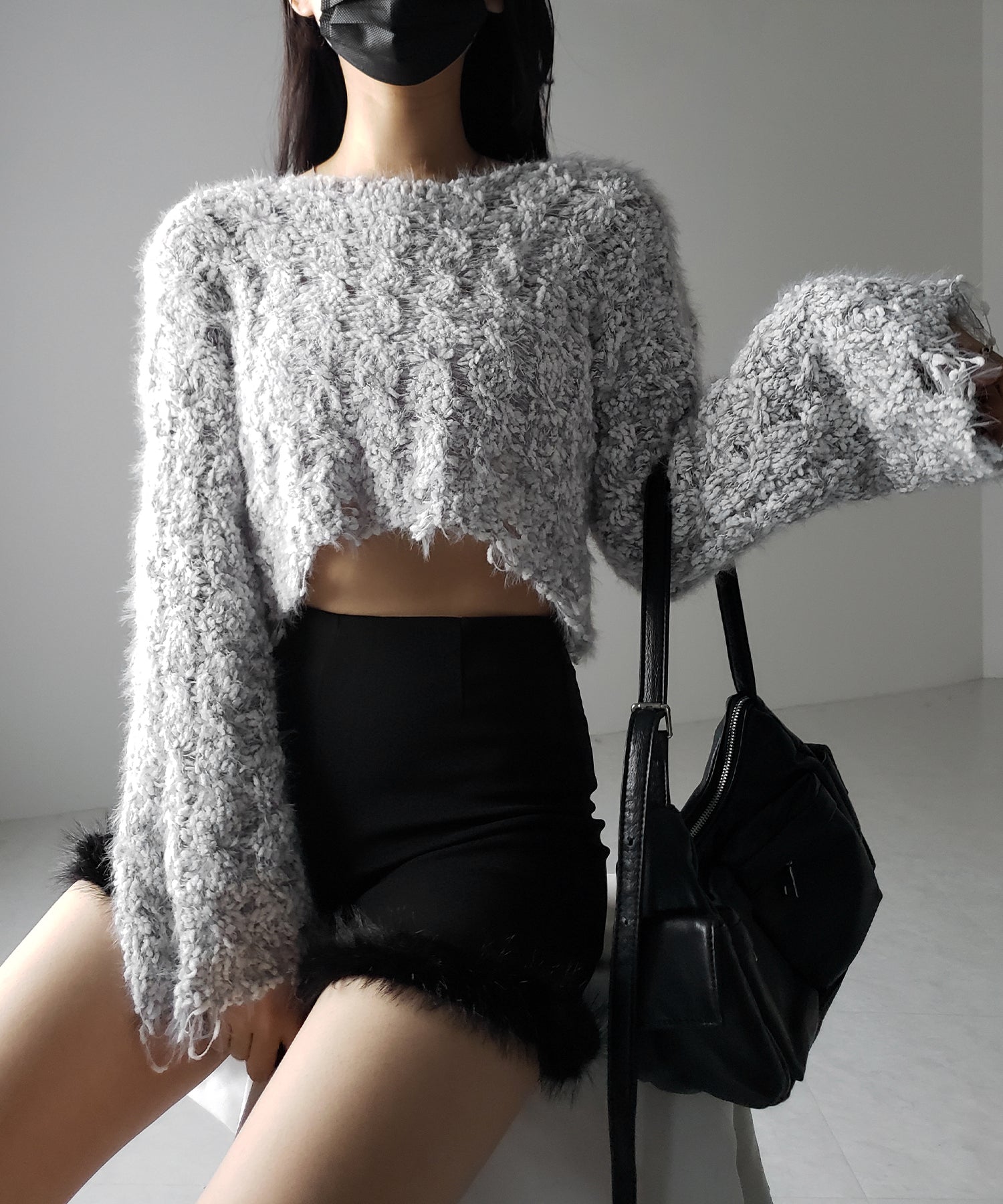 マシュマロダメージショートニット / marshmallow damage short knit