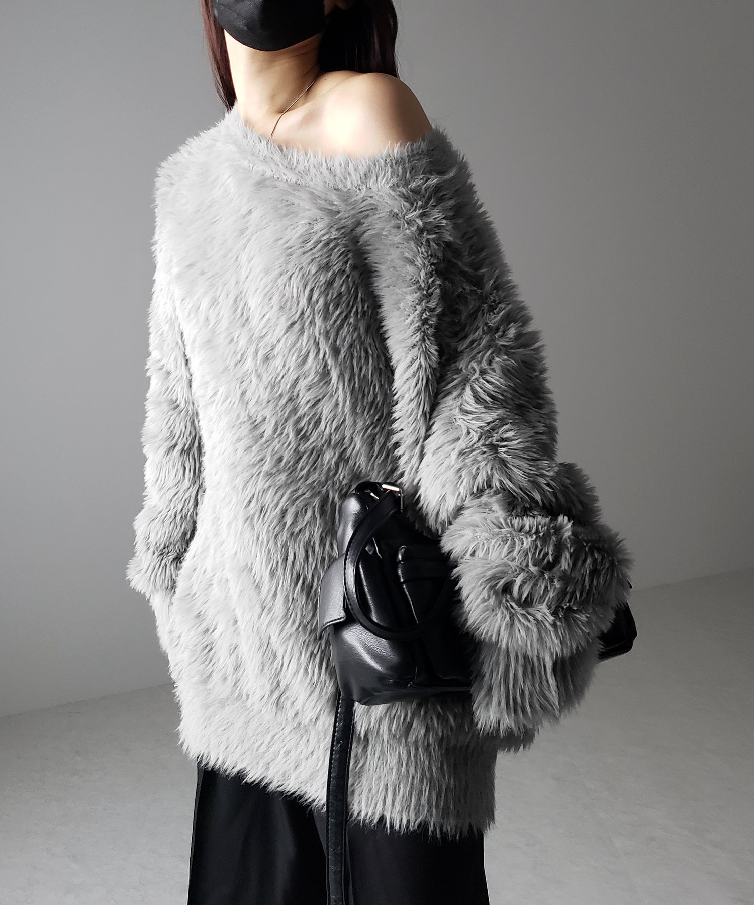 【 4color 】ビッグシルエットロングシャギールーズニット / big silhouette long shaggy loose knit