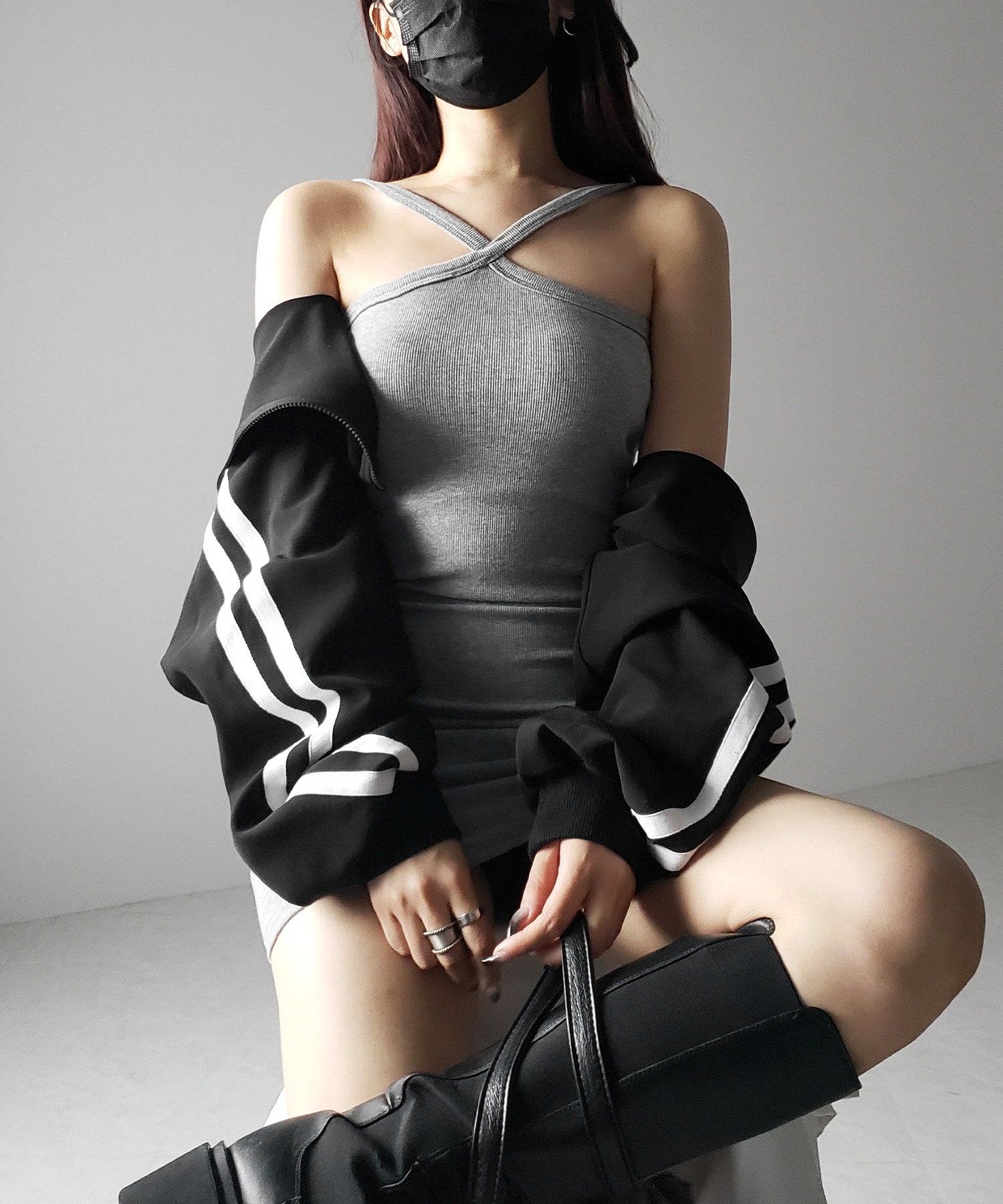 【 カップ付き 】クロスストラップミニキャミワンピース / cross strap mini cami onepiece