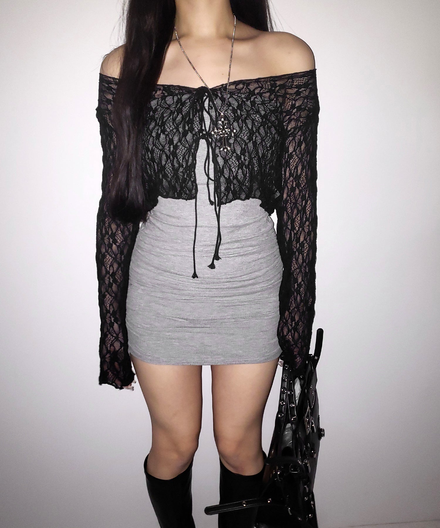 【 2color 】サイドシャーリングタイトリブミニワンピース / side shirring tight rib mini onepiece