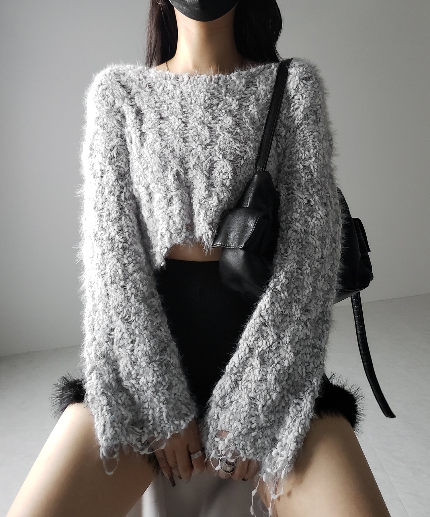 マシュマロダメージショートニット / marshmallow damage short knit