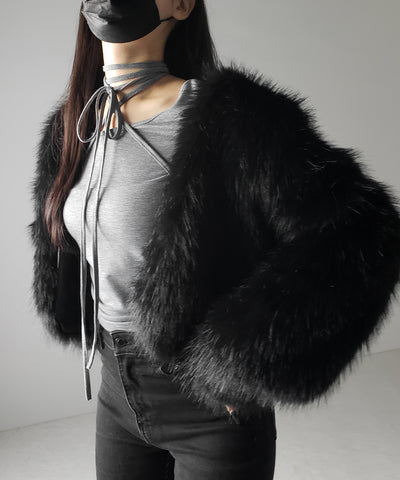 クロスストラップロングチョーカーリボントップス / cross strap long choker ribbon tops