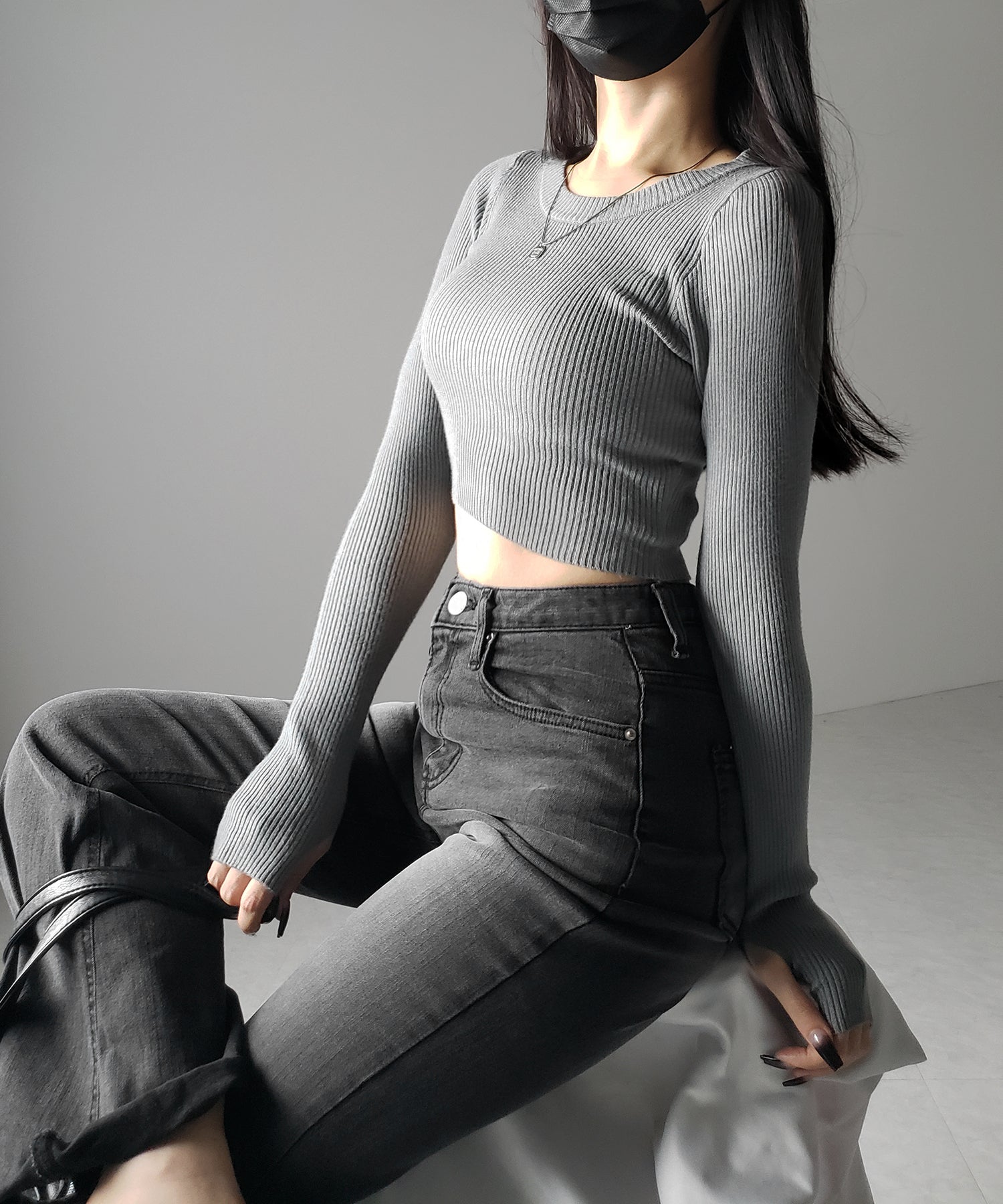 BASIC ショートリブニットトップス / BASIC SHORT LIB KNIT TOPS