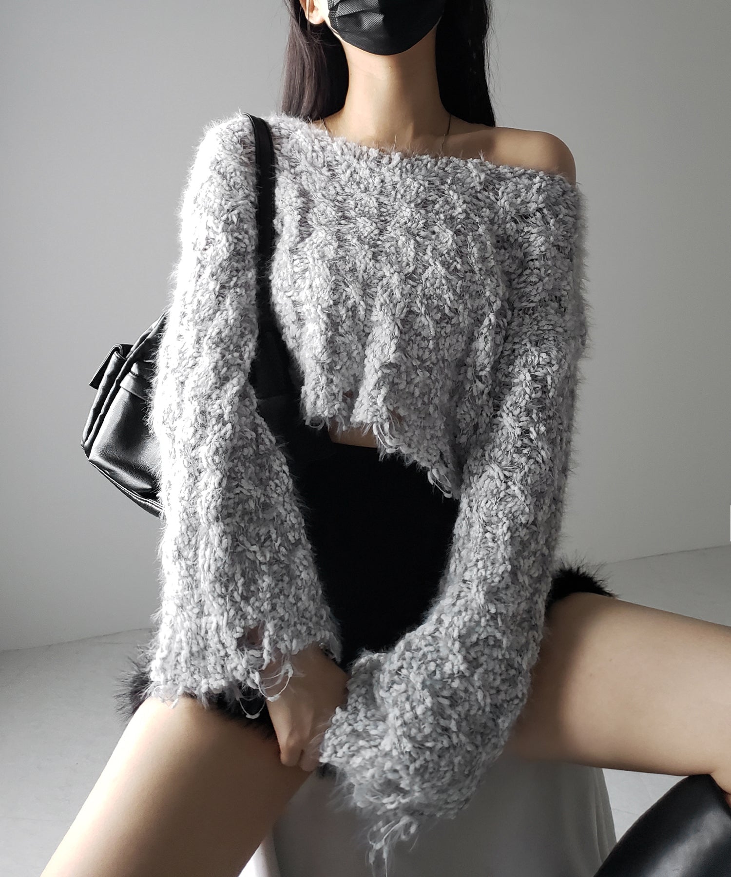 マシュマロダメージショートニット / marshmallow damage short knit