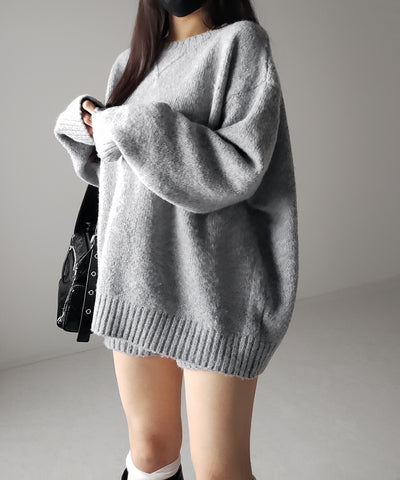 【 ニットセットアップ 】フラッフィーオーバーサイズニット + ニットショートパンツ SET / fluffy over size knit + knit short pants SET