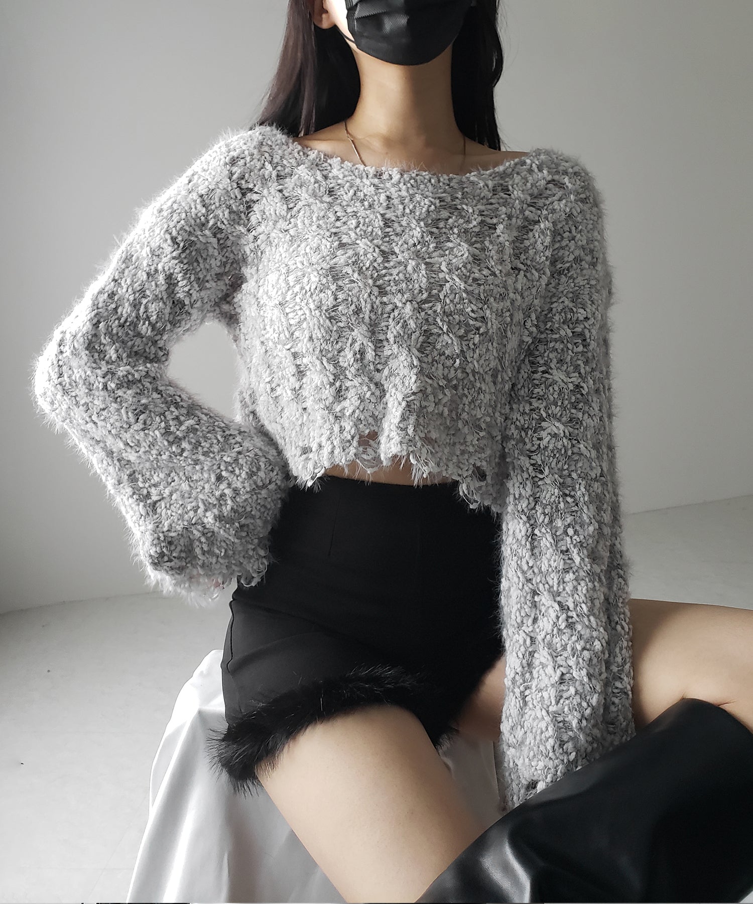 マシュマロダメージショートニット / marshmallow damage short knit