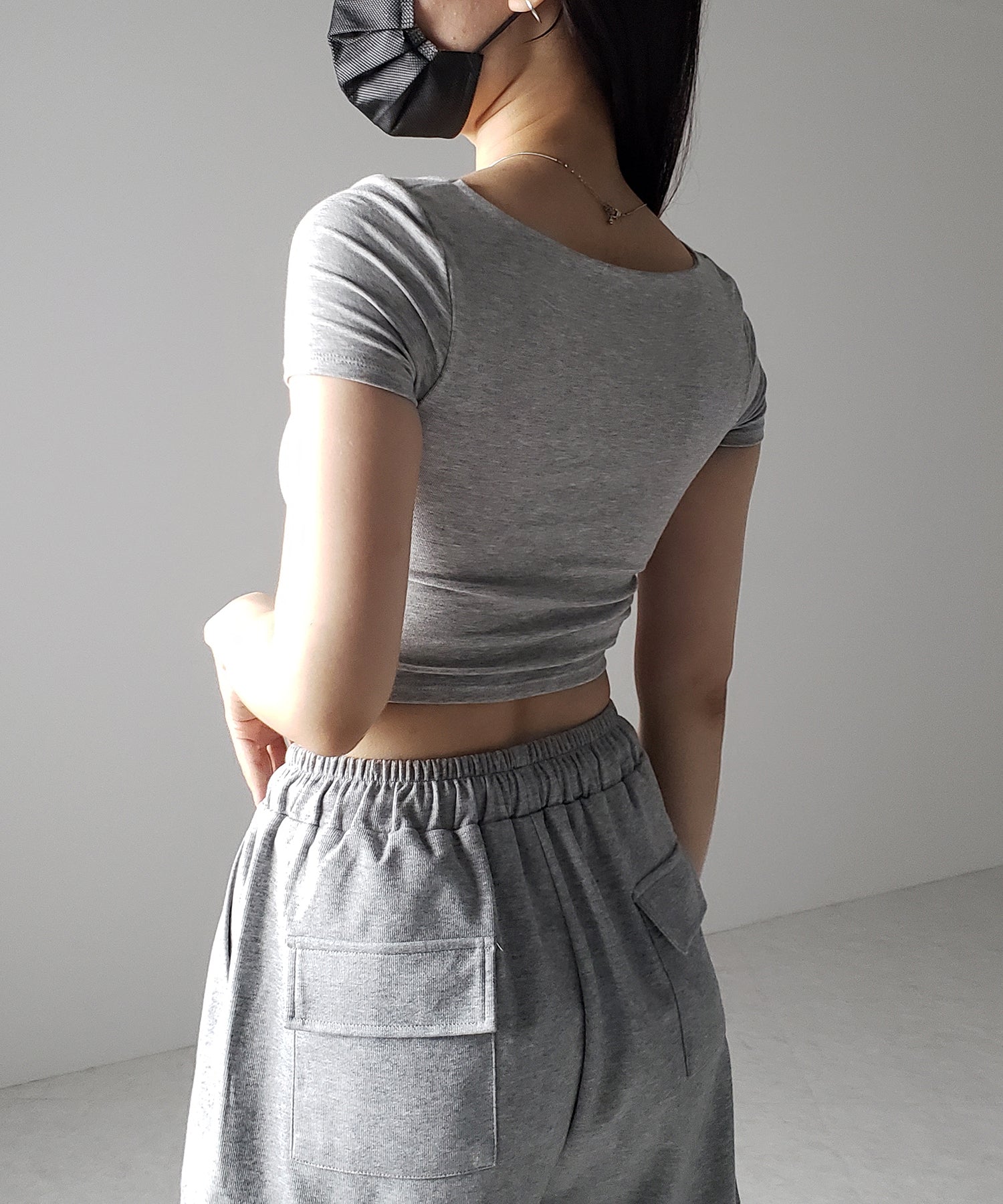 【 カップ付き 】スクエアネックショートちびTシャツ