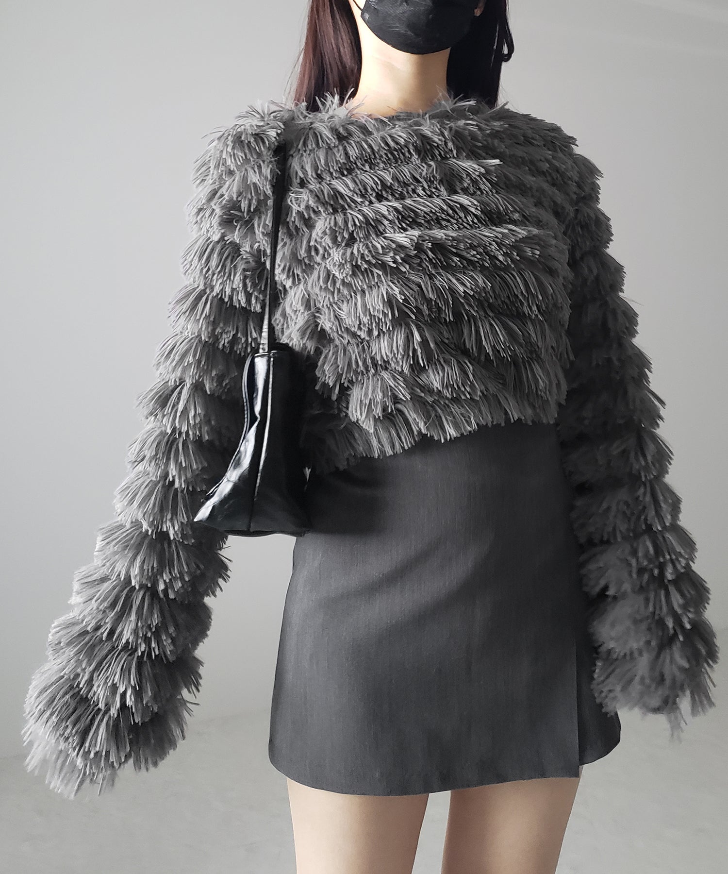 【 4color 】シャギーファーフリンジオーバートップス /shaggy fur fringe over tops