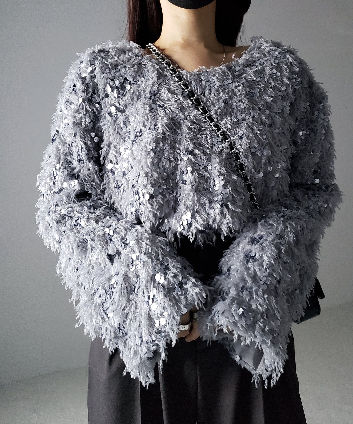 【 4color 】フェザースパングルオーバートップス/feather spangle over tops