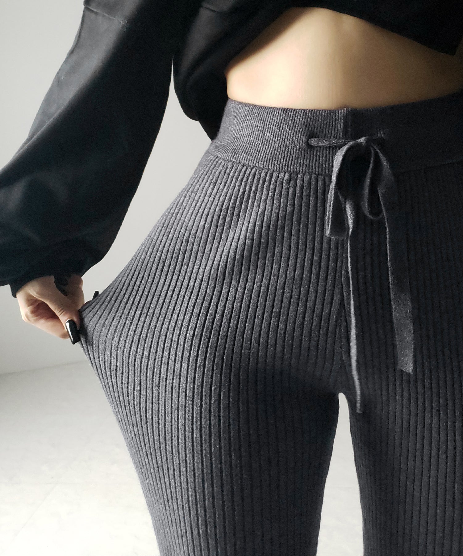 フリンジリブニットフレアパンツ / fringe lib knit flare pants