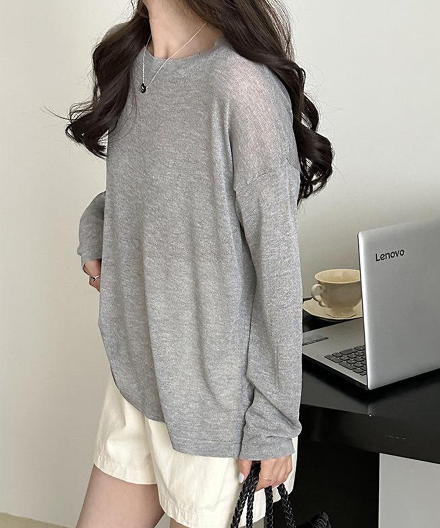 【 選べる7color 】ニュアンスカラーバックスリットオーバーシアーニット / nuance color back slit over sheer knit