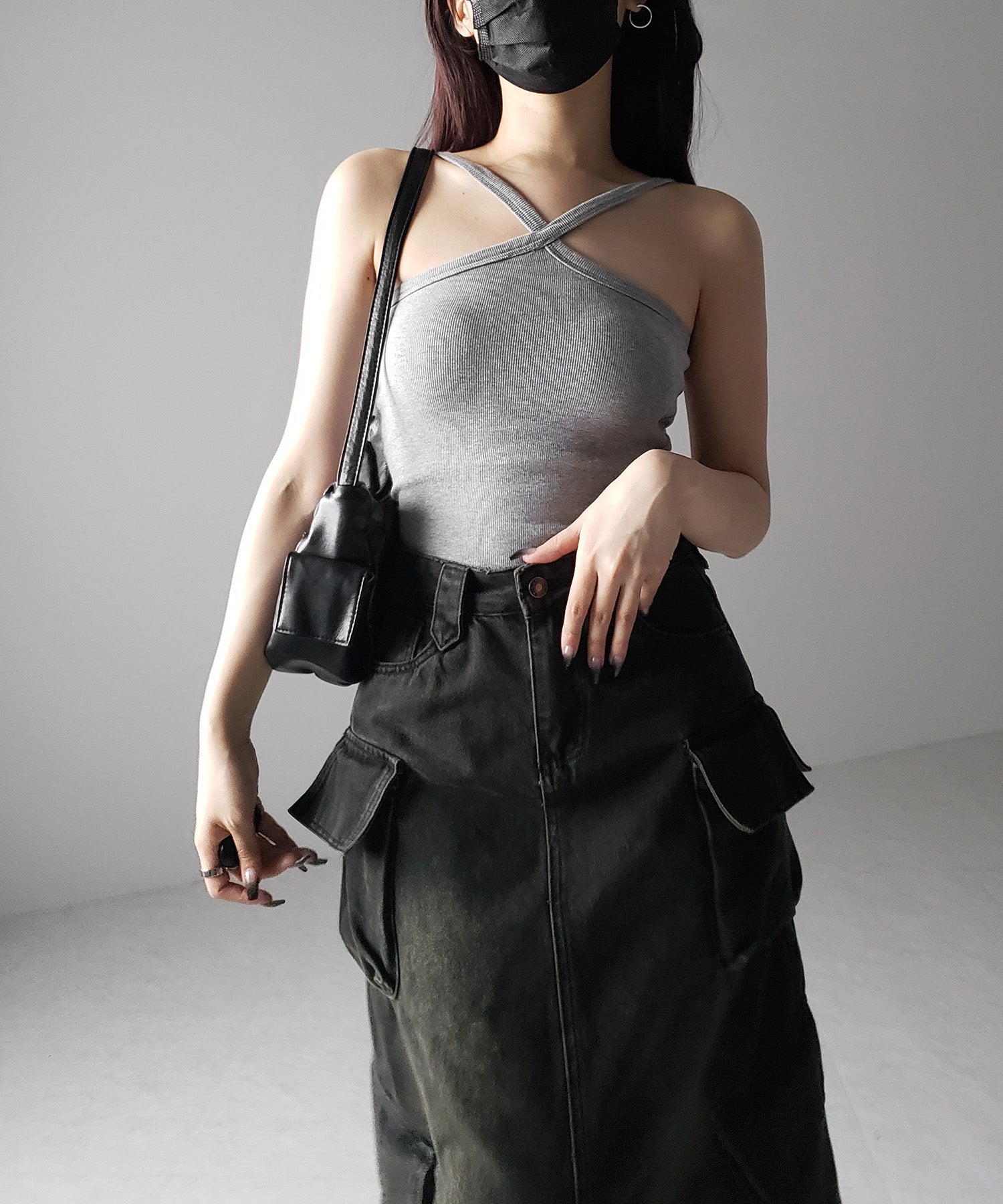【 カップ付き 】クロスストラップミニキャミワンピース / cross strap mini cami onepiece