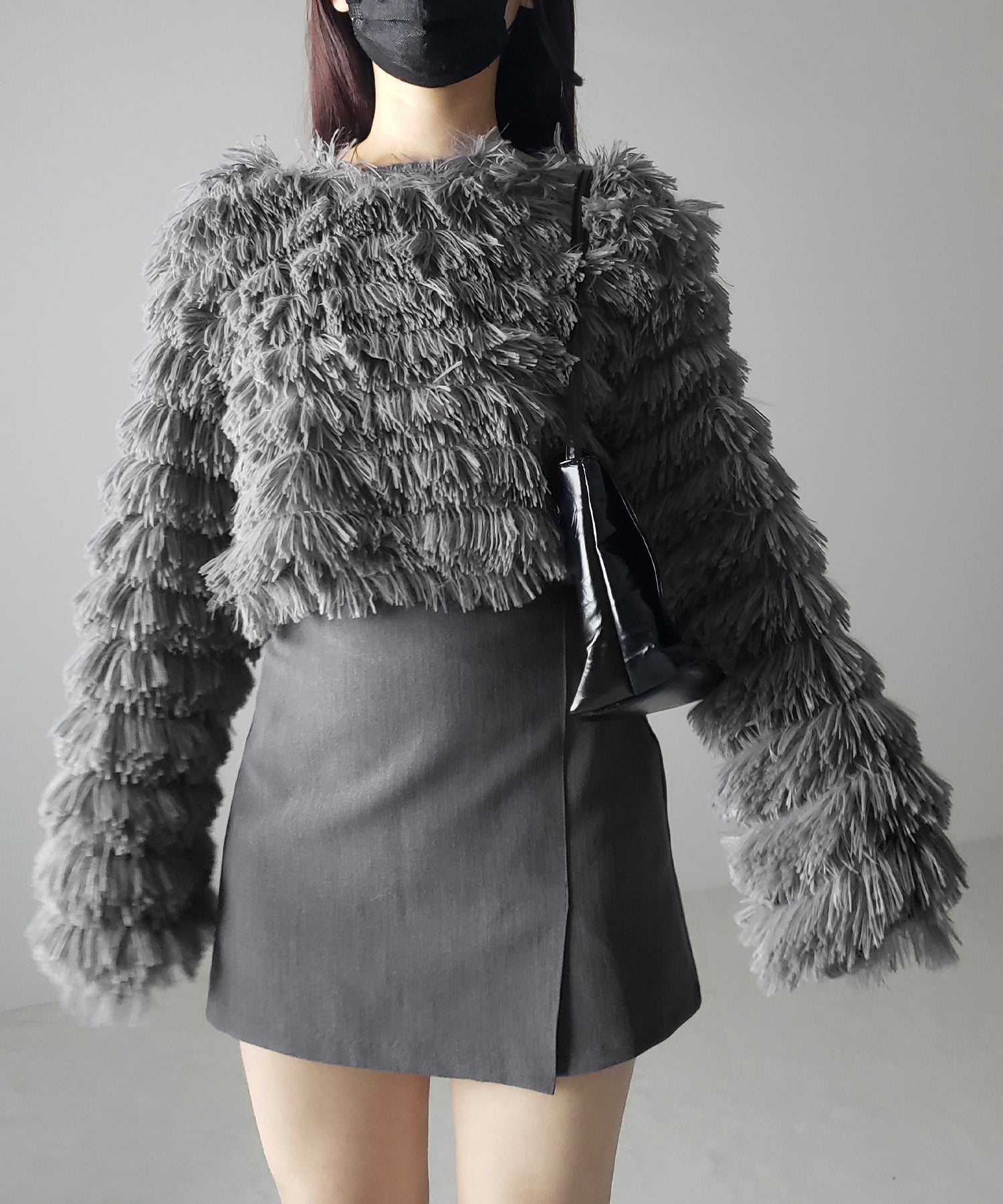 【 4color 】シャギーファーフリンジオーバートップス /shaggy fur fringe over tops