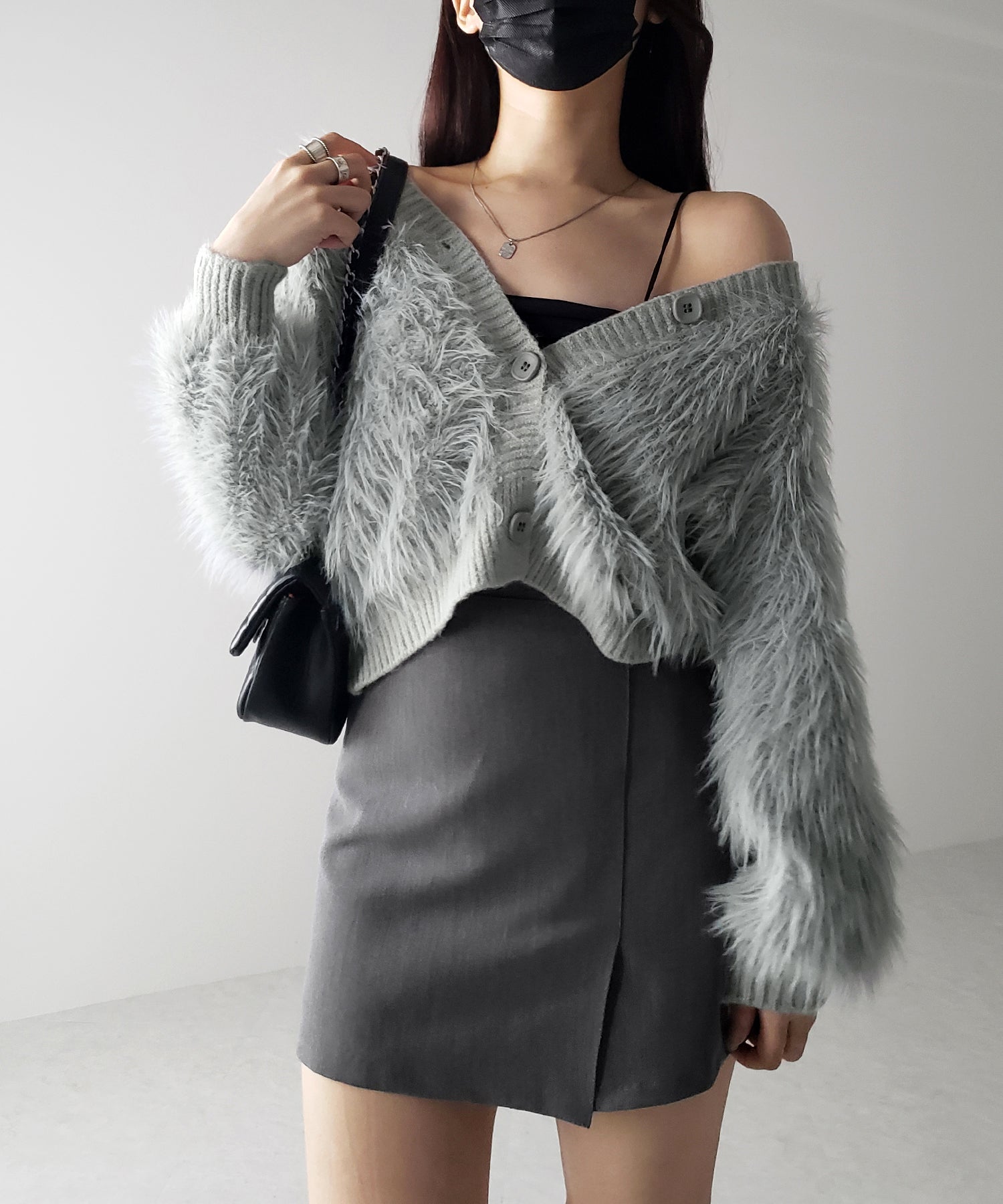 ファームードシャギーニットカーディガン