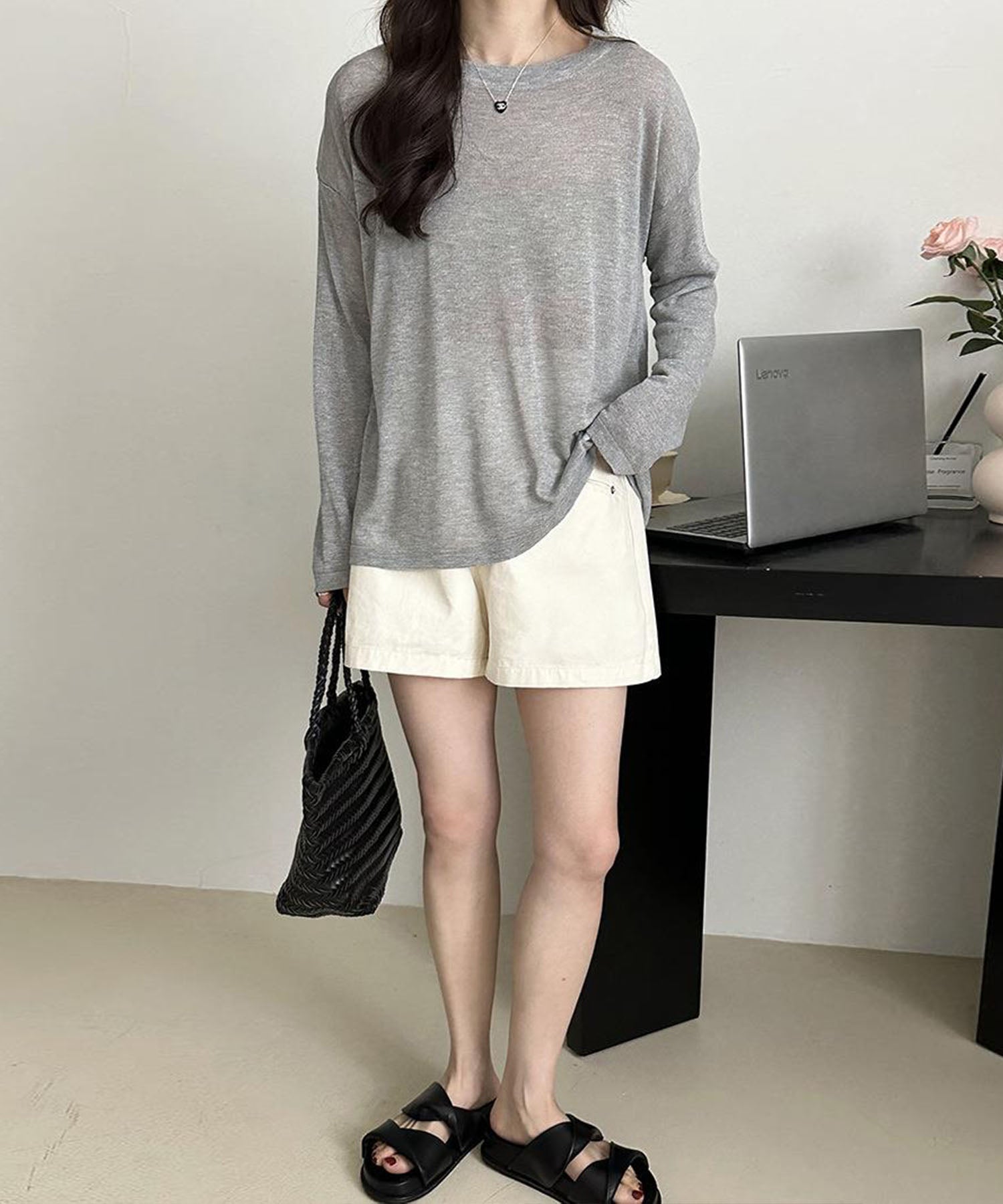【 選べる7color 】ニュアンスカラーバックスリットオーバーシアーニット / nuance color back slit over sheer knit