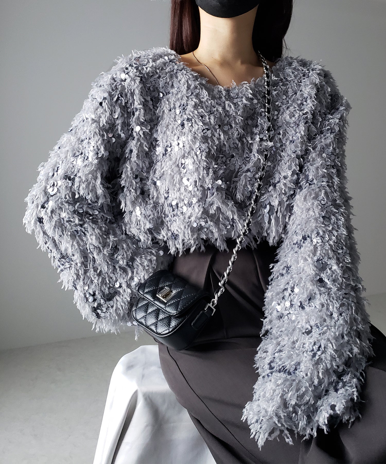 【 4color 】フェザースパングルオーバートップス/feather spangle over tops