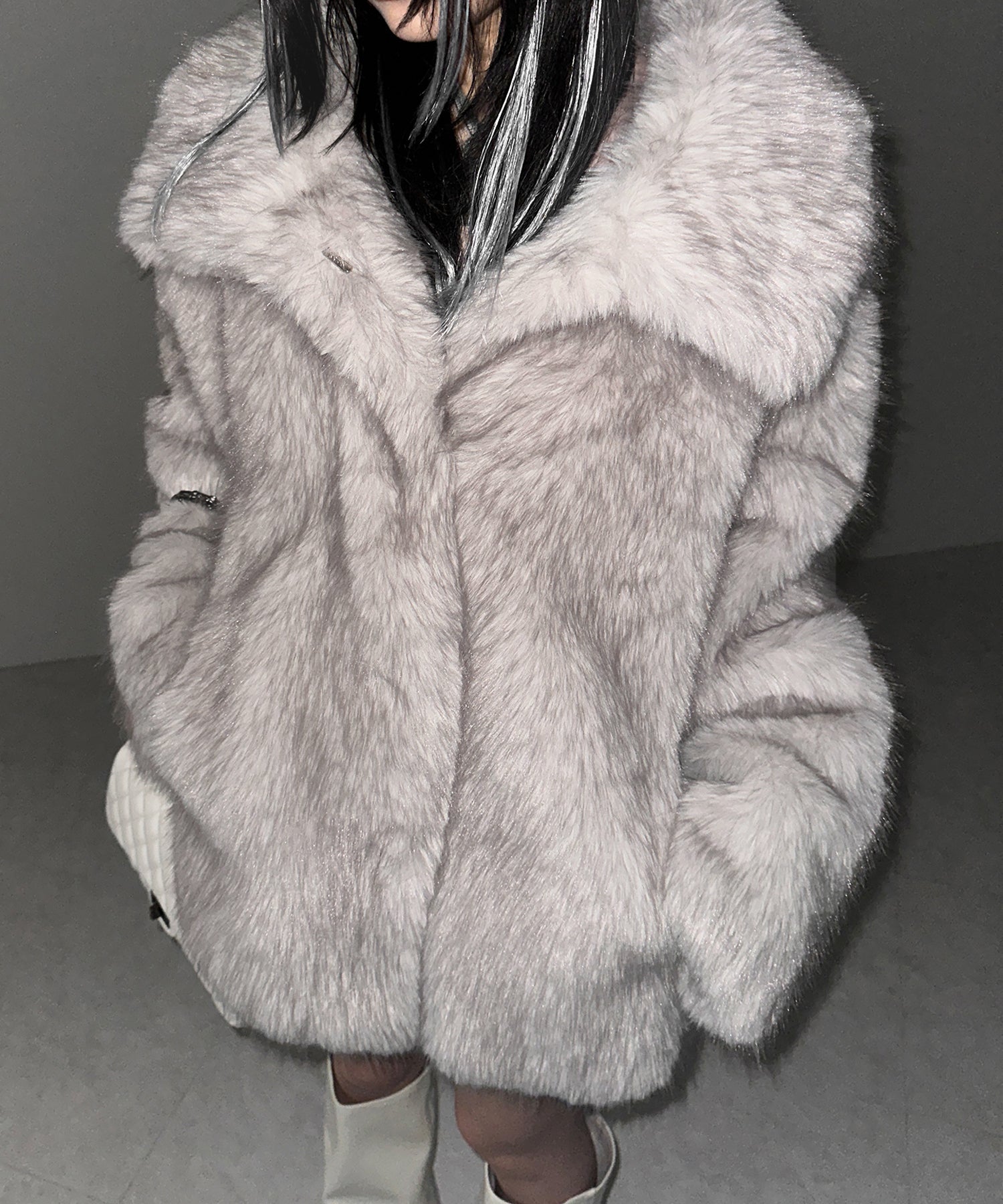 【 5color 】フェイクファーボリュームミドルコート / fake fur volume middle coat