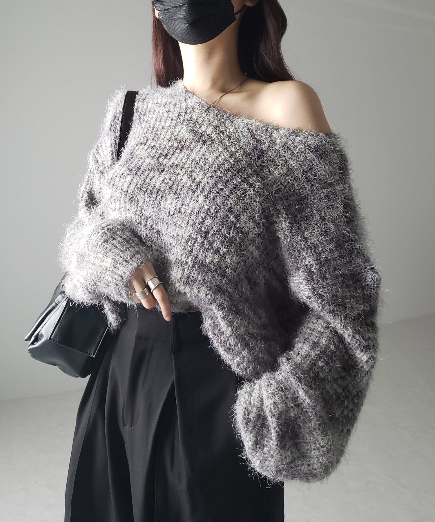 フラッフィーメランジルーズシャギーニット【韓国製】