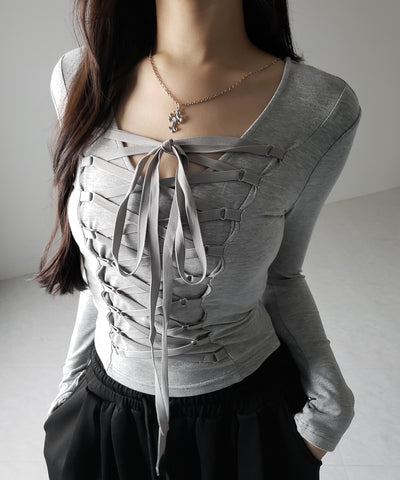 【 3WAY 】レースアップコルセットリボンチョーカートップス / lace up corset ribbon choker tops