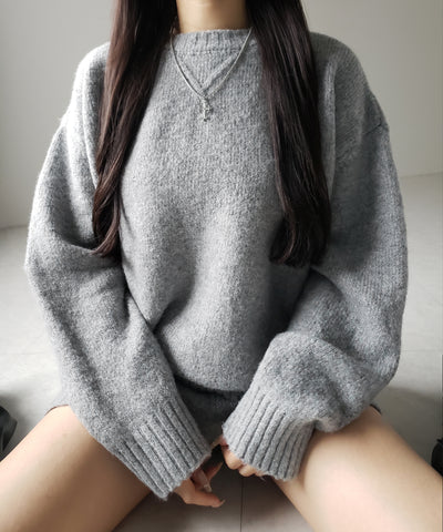 【 ニットセットアップ 】フラッフィーオーバーサイズニット + ニットショートパンツ SET / fluffy over size knit + knit short pants SET