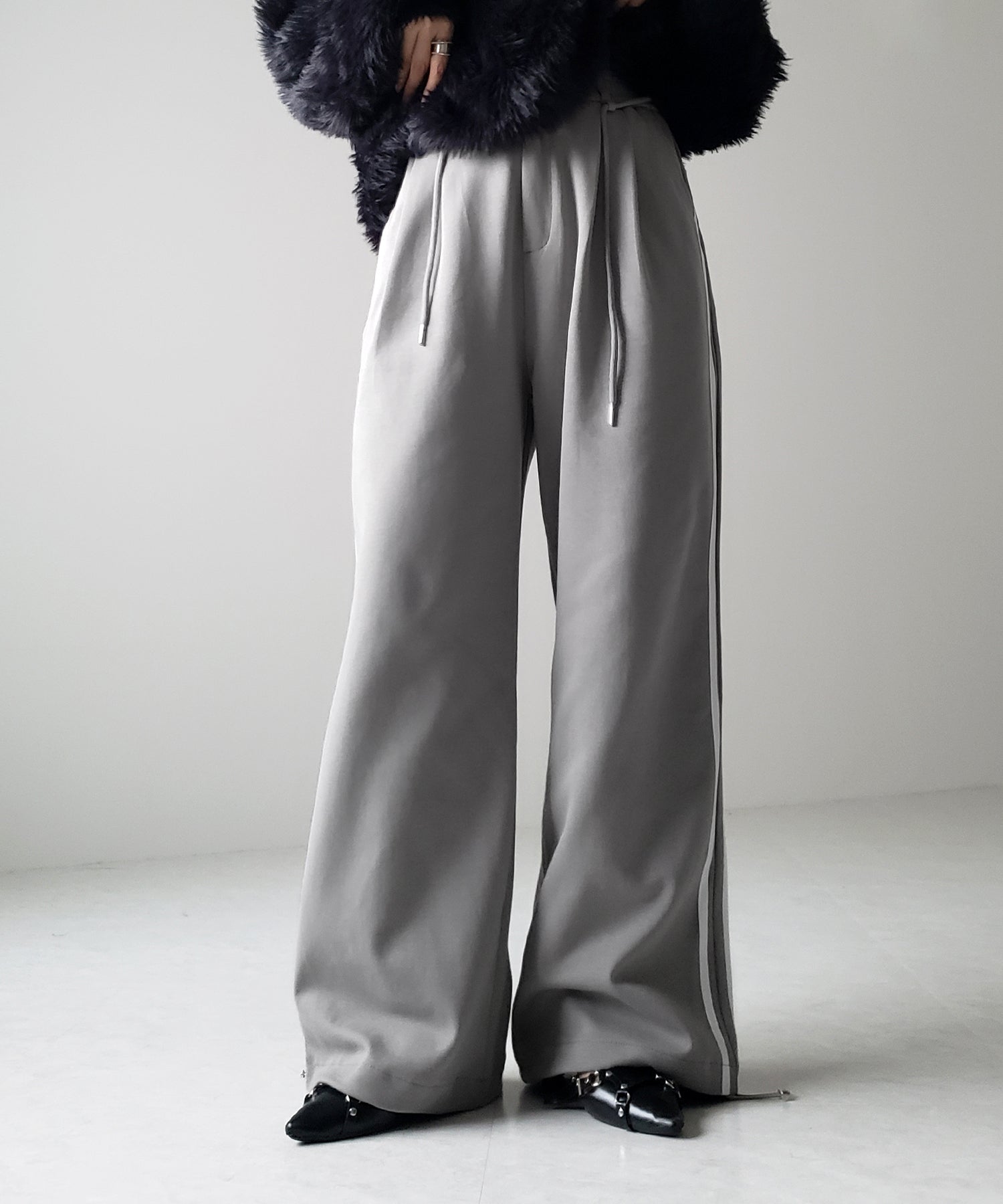 2WAYウエストコードサイドライントラックワイドパンツ